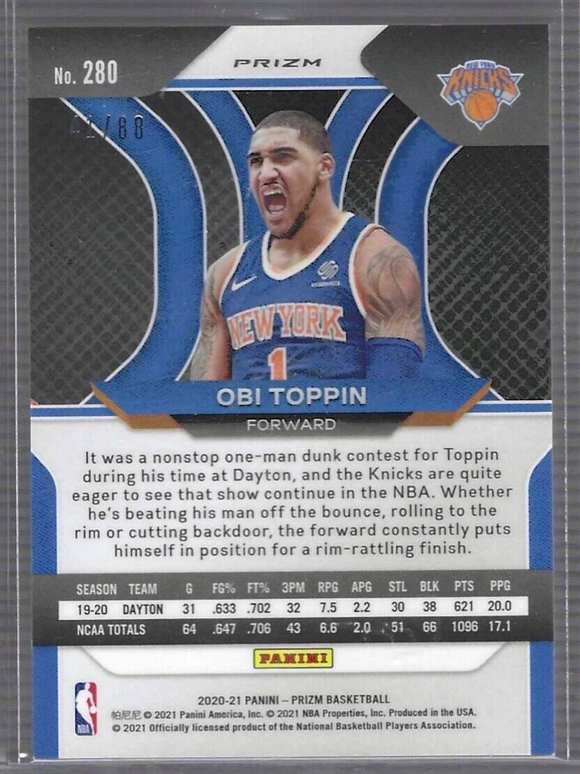 OBI TOPPIN 2020-21 PANINI PRIZM RED SCOPE CHOICE PRIZM ROOKIE RC #D 41/88