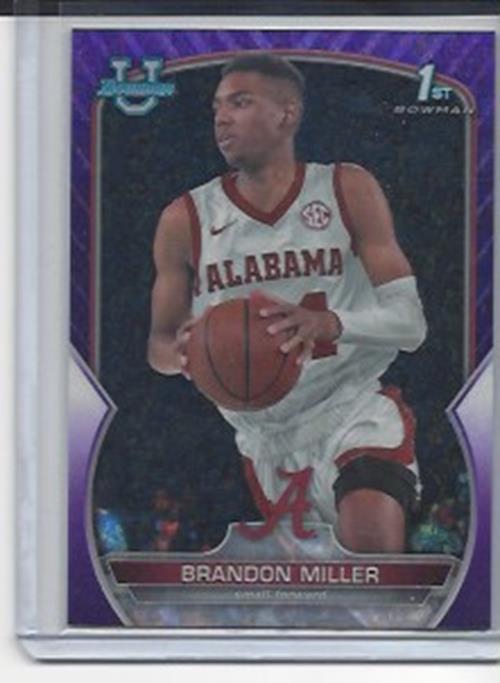BRANDON MILLER 2023 BOWMAN CHROME 1ST UNIV PURPLE MINI DIAMOND REFRACTOR RC /399