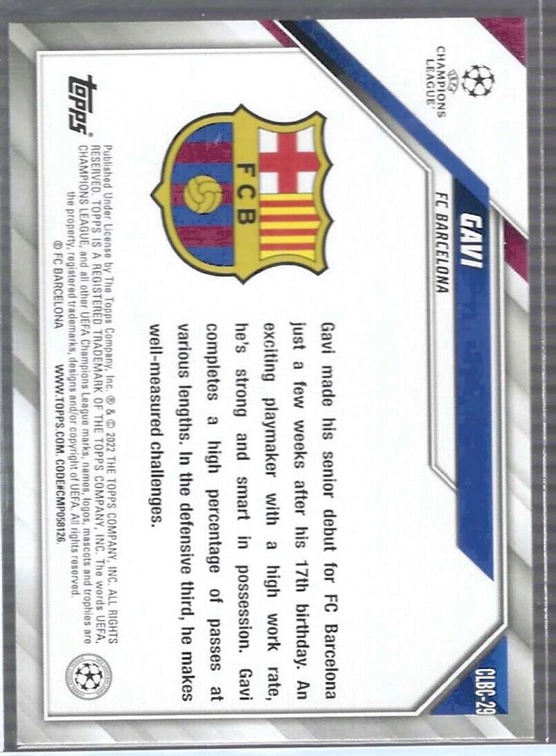 GAVI 2021-22 TOPPS INTERNATIONAL CARD DAY ROOKIE RC #CLBC-29