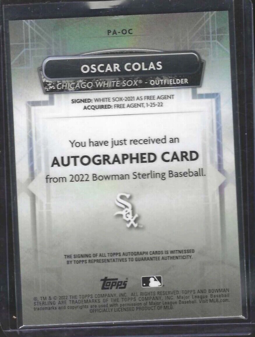 OSCAR COLAS 2022 BOWMAN STERLING ON CARD PROSPECT AUTO #PA-OC