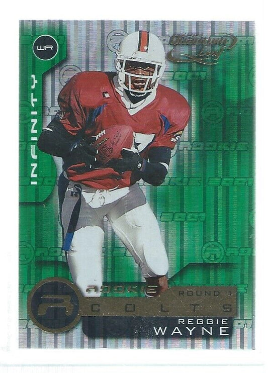REGGIE WAYNE 2001 DONRUSS QUANTUM LEAF INFINITY GREEN ROOKIE RC #D 56/75