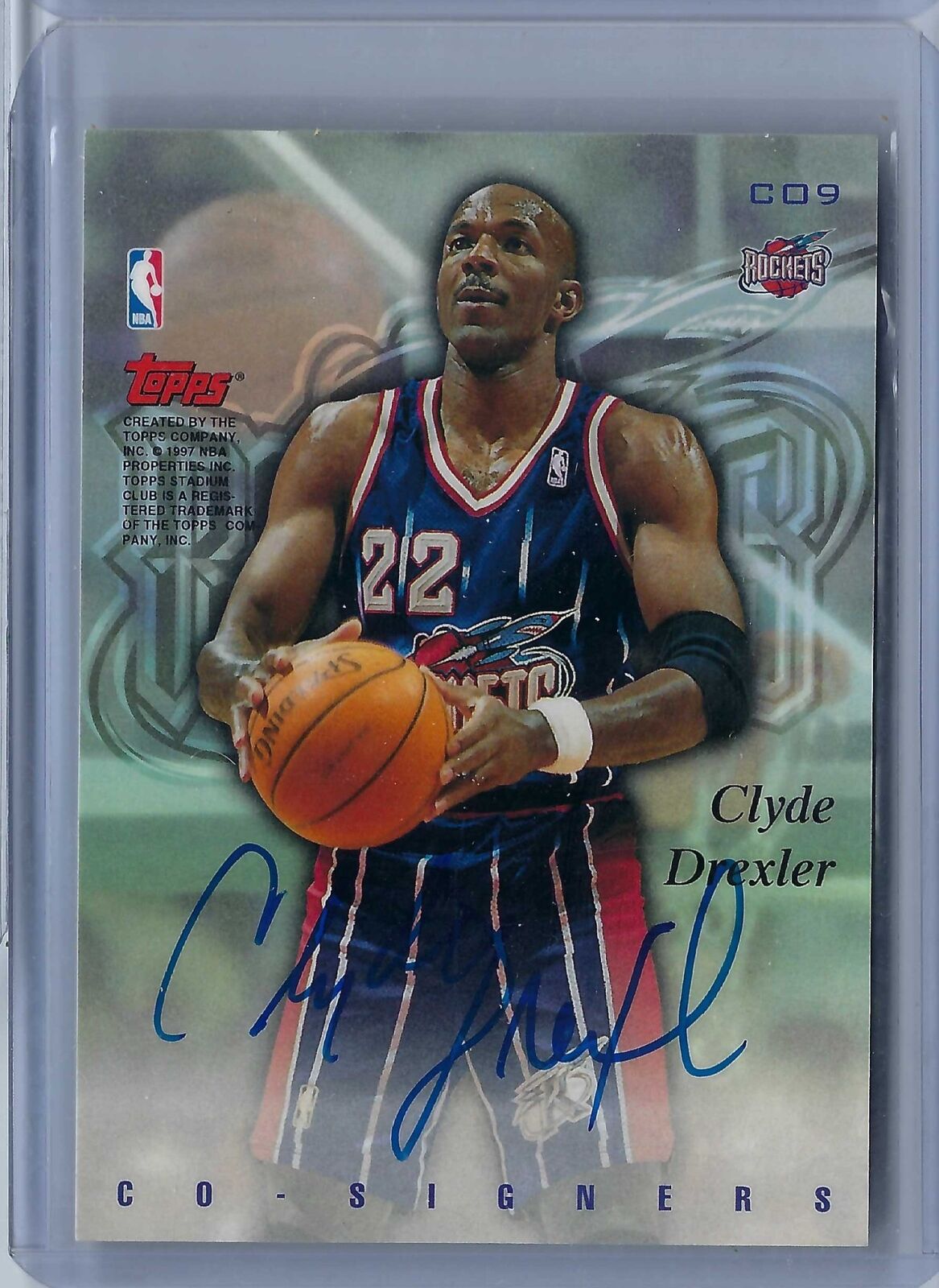 CLYDE DREXLER & JUWAN HOWARD 1997-98 TOPPS STADIUM CLUB COSIGNERS DUAL AUTO #C09