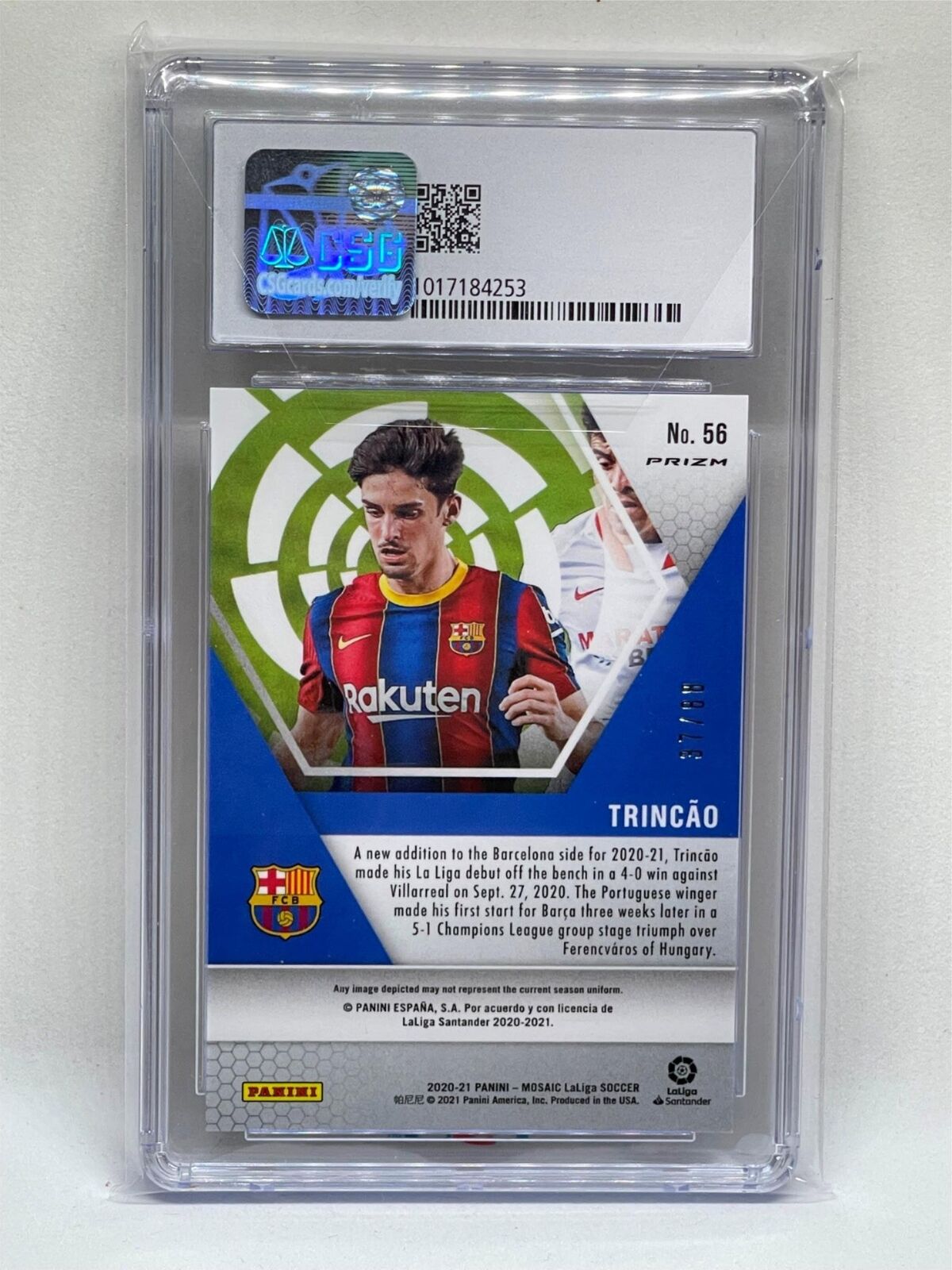 TRINCAO 2020-21 PANINI MOSAIC LA LIGA CHOICE RED GOLD PRIZM RC #D 37/88 CSG 9