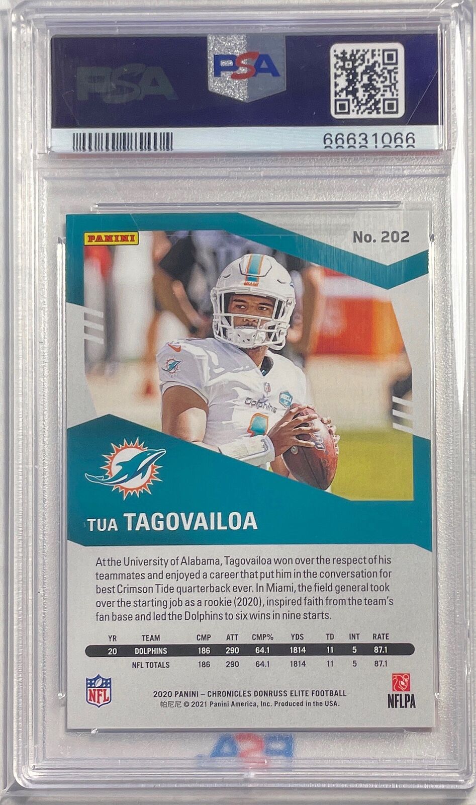 TUA TAGOVAILOA 2020 CHRONICLES ELITE UPDATE RED RC #D 104/399 PSA 10 GEM POP 2