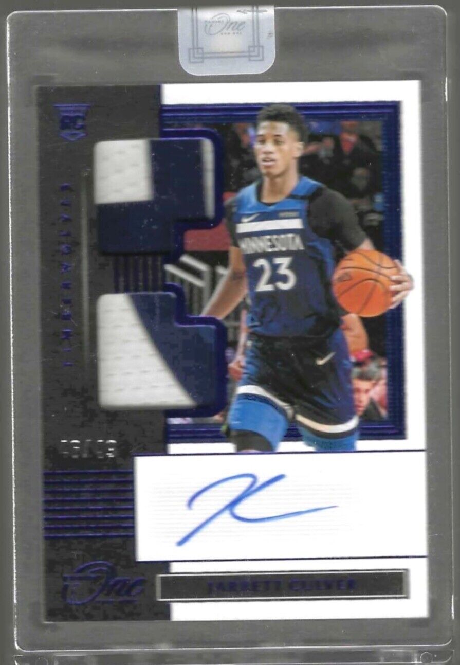 JARRETT CULVER 2019-20 PANINI ONE AND ONE BLUE ROOKIE DUAL PATCH AUTO RC #D /49
