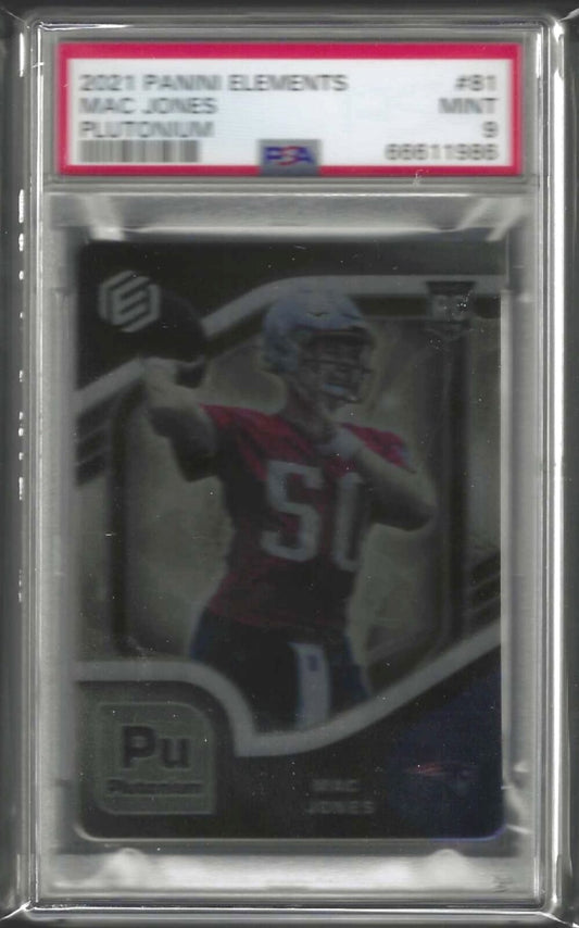 MAC JONES 2021 PANINI ELEMENTS PLUTONIUM ROOKIE RC #D 72/94 PSA 9 MINT POP 1/1