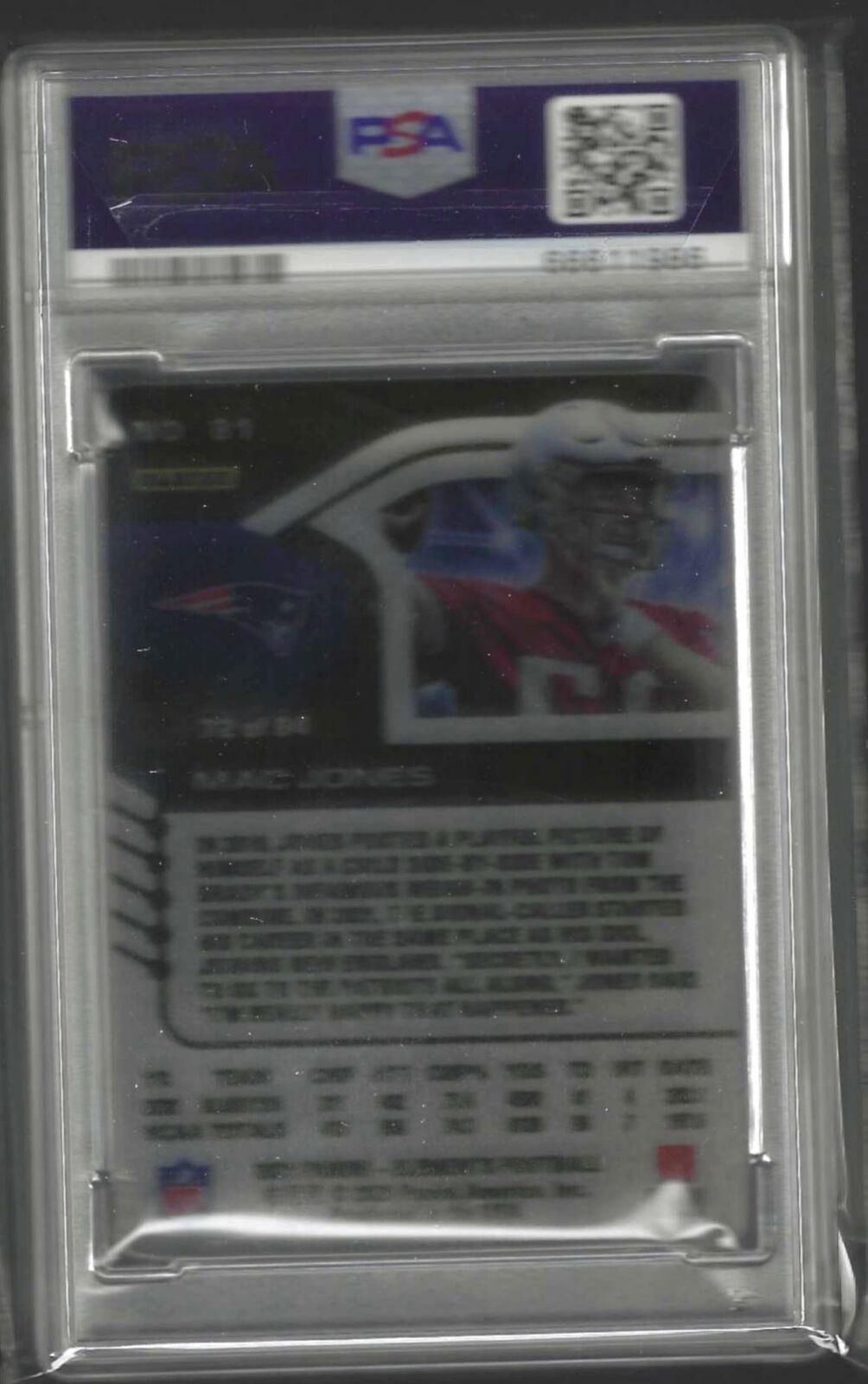 MAC JONES 2021 PANINI ELEMENTS PLUTONIUM ROOKIE RC #D 72/94 PSA 9 MINT POP 1/1