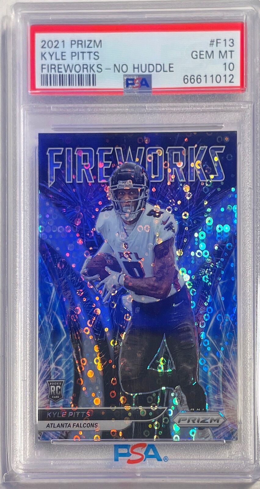 KYLE PITTS 2021 PANINI PRIZM FIREWORKS NO HUDDLE PRIZM RC #13 PSA 10 GEM POP 5