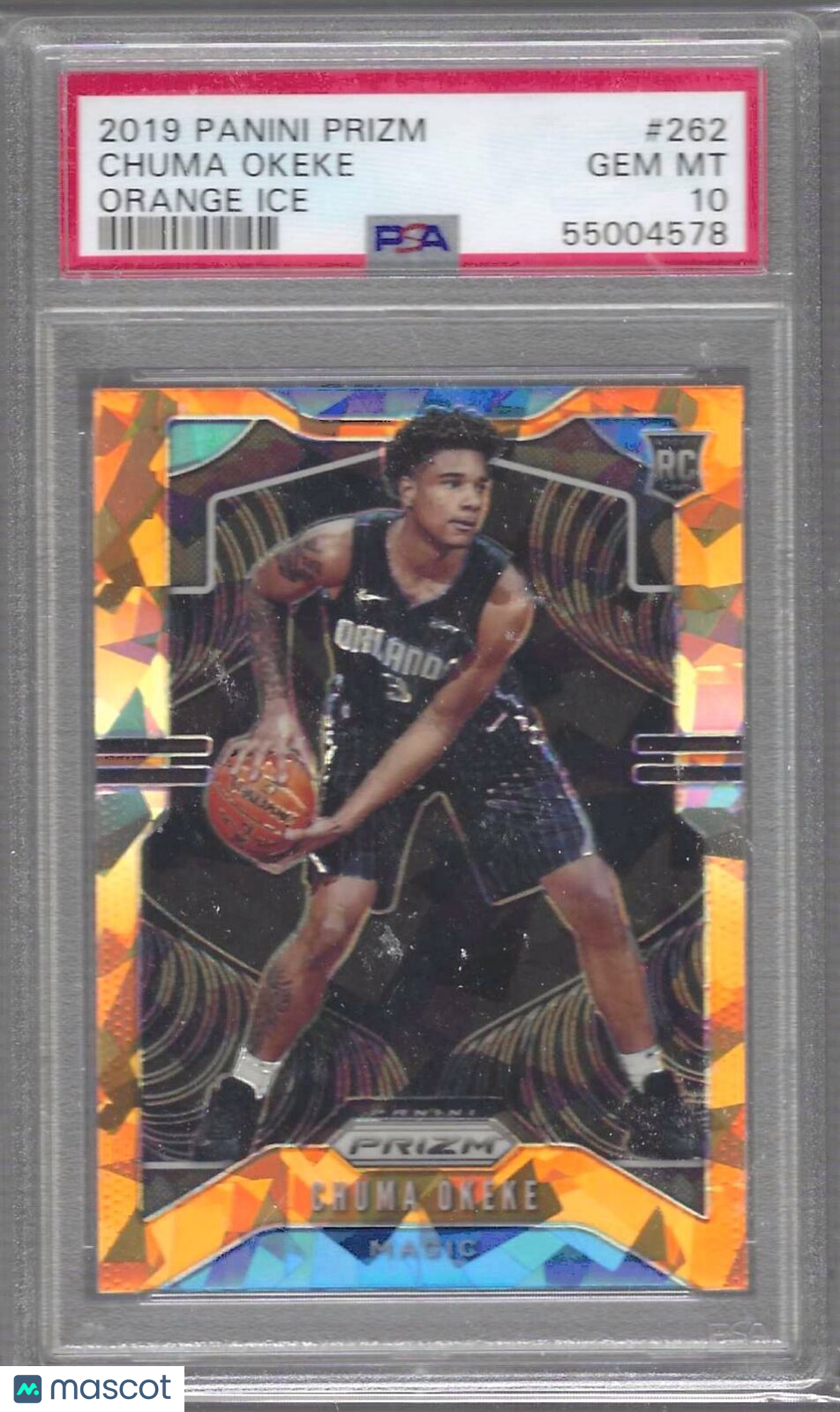 CHUMA OKEKE 2019 PANINI PRIZM ORANGE CRACKED ICE PRIZM RC PSA 10 GEM MINT