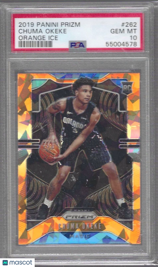 CHUMA OKEKE 2019 PANINI PRIZM ORANGE CRACKED ICE PRIZM RC PSA 10 GEM MINT