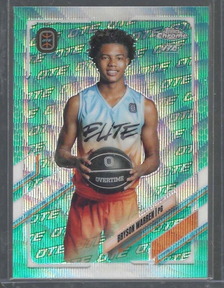 BRYSON WARREN 2021-22 TOPPS CHROME OTE AQUA WAVE REFRACTOR RC #D 129/199