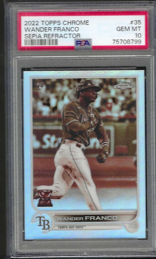 WANDER FRANCO 2022 TOPPS CHROME SEPIA REFRACTOR ROOKIE RC #35 PSA 10 GEM MINT
