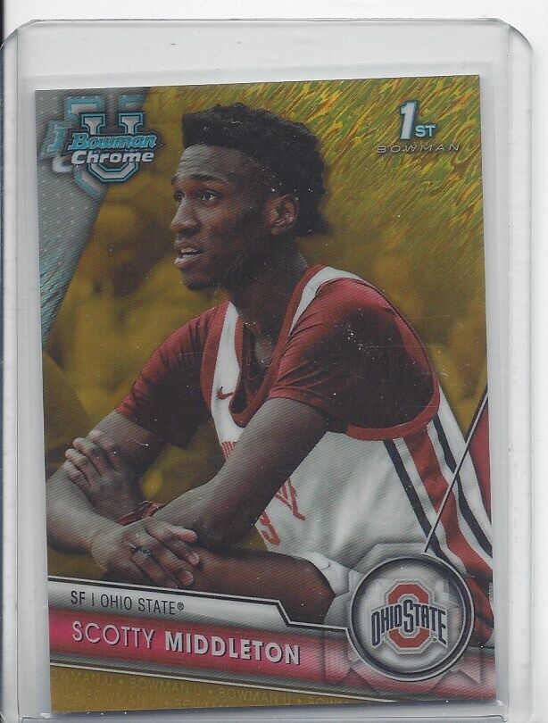 SCOTTY MIDDLETON 2023-24 BOWMAN CHROME UNIVERSITY 1ST GOLD SHIMMER REFRACTOR /50