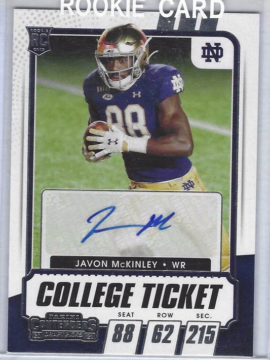 JAVON MCKINLEY 2021 CONTENDERS DRAFT PICKS COLLEGE TICKET AUTO RC #323