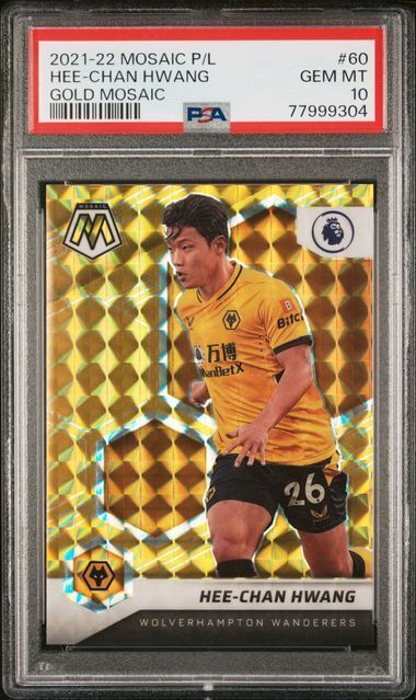 HEE-CHAN HWANG 2021-22 MOSAIC PREMIER LEAGUE GOLD PRIZM #D 1/10 PSA 10 POP 1/1