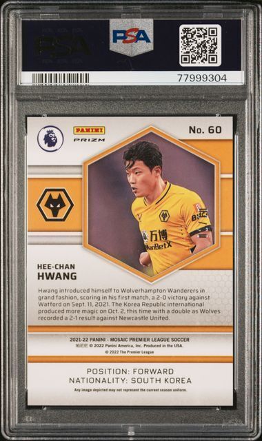 HEE-CHAN HWANG 2021-22 MOSAIC PREMIER LEAGUE GOLD PRIZM #D 1/10 PSA 10 POP 1/1