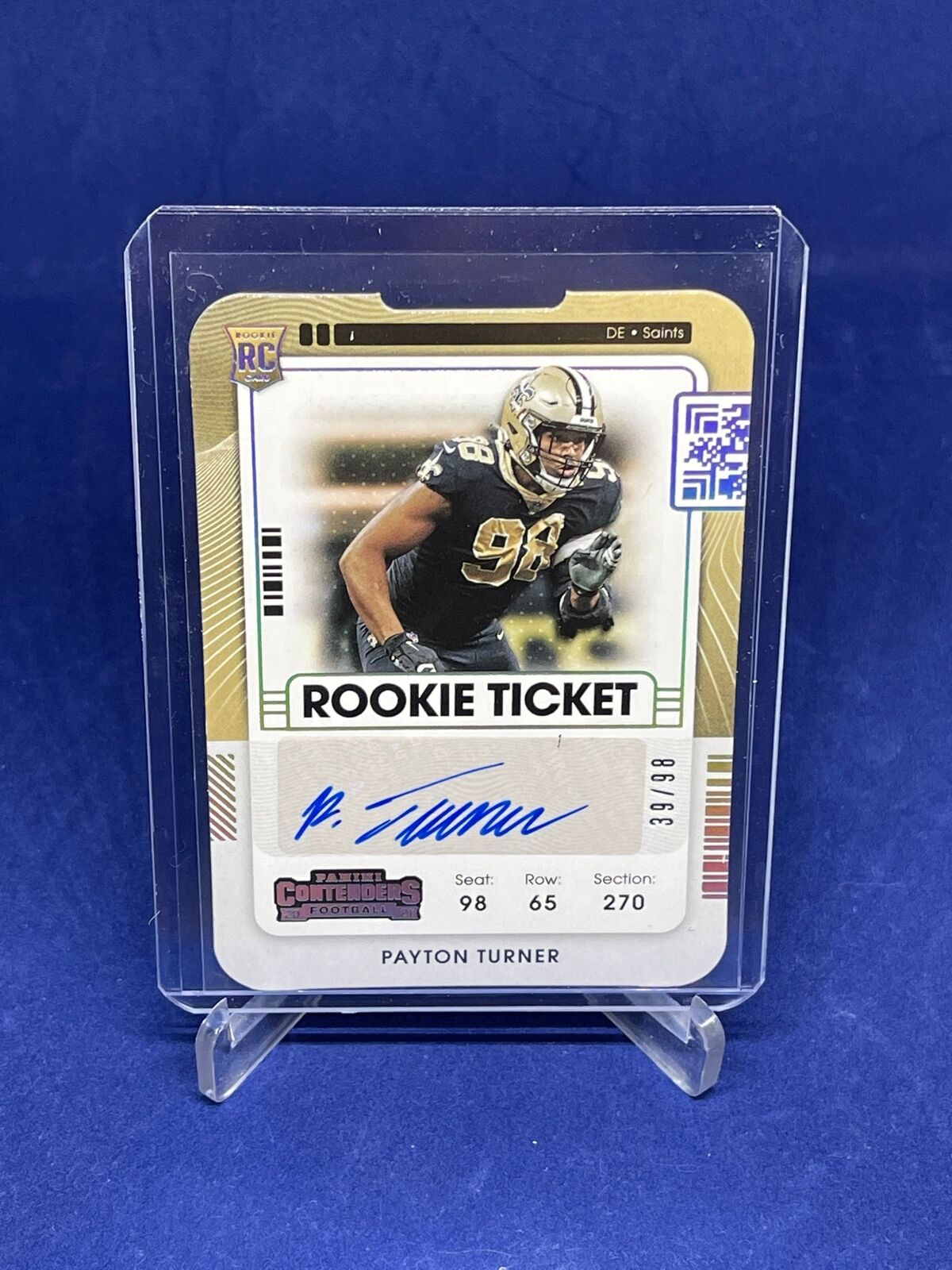PAYTON TURNER 2021 PANINI CONTENDERS TICKET STUB DIE CUT ROOKIE AUTO RC #D 39/98