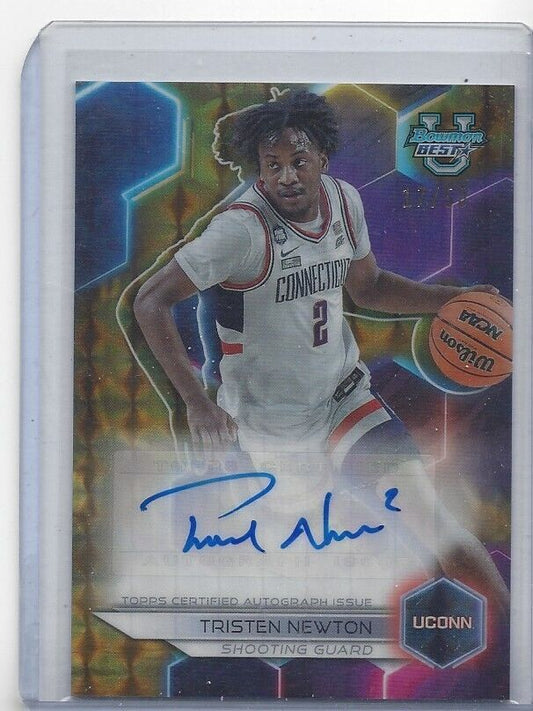 TRISTEN NEWTON 2023 BOWMAN'S BEST UNIVERSITY GOLD GEOMETRIC REFRACTOR AUTO /50