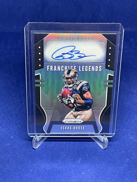 ISAAC BRUCE 2019 PANINI PRIZM FRANCHISE LEGENDS SILVER PRIZM AUTO