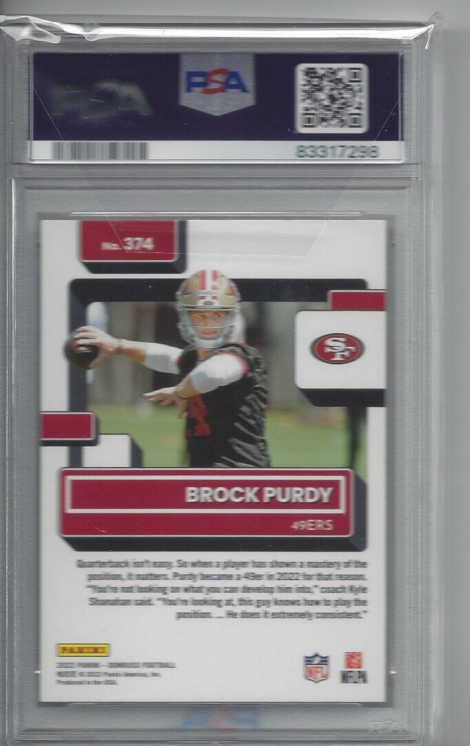 BROCK PURDY 2022 DONRUSS RATED ROOKIE TRUE RC #374 PSA 9 MINT