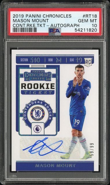 MASON MOUNT 2019-20 CHRONICLES CONTENDERS ROOKIE TICKET AUTO RC 59/99 PSA 10 GEM