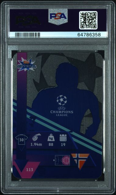 ERLING HAALAND 2019-20 TOPPS UEFA CHAMPIONS LEAGUE CRYSTAL RC #113 PSA 9 MINT