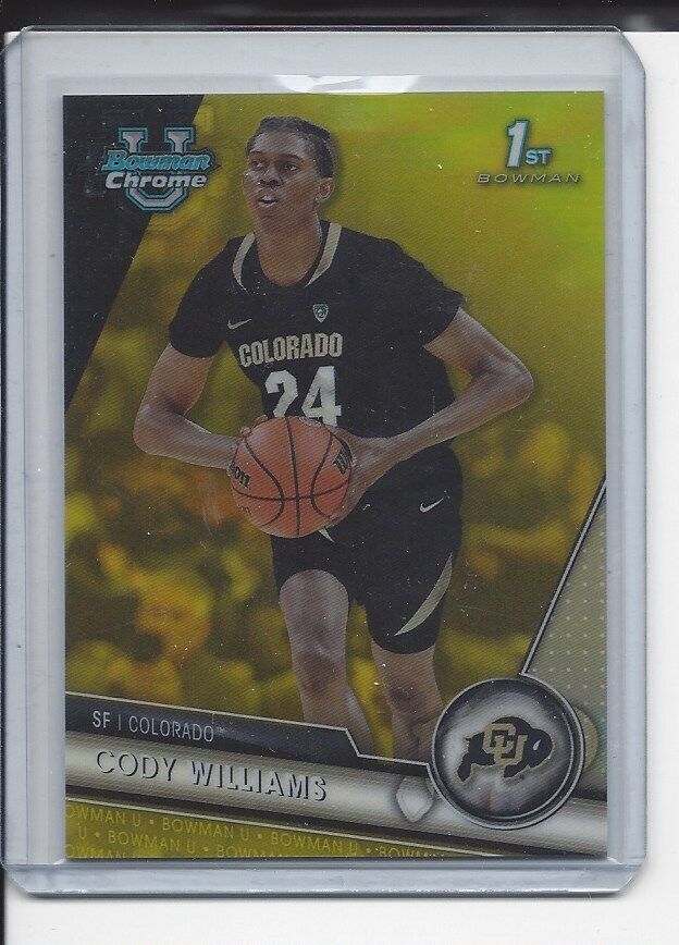 CODY WILLIAMS 2023-24 BOWMAN CHROME UNIVERSITY 1ST YELLOW REFRACTOR #D 27/75