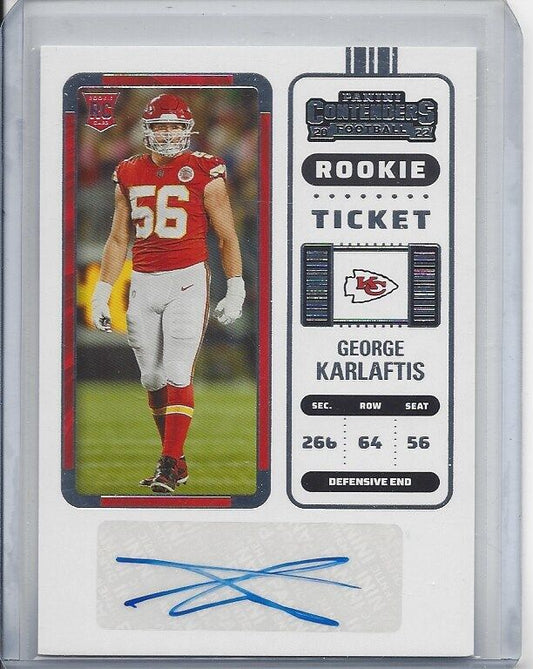 GEORGE KARLAFTIS 2022 PANINI CONTENDERS ROOKIE TICKET AUTO RC #159