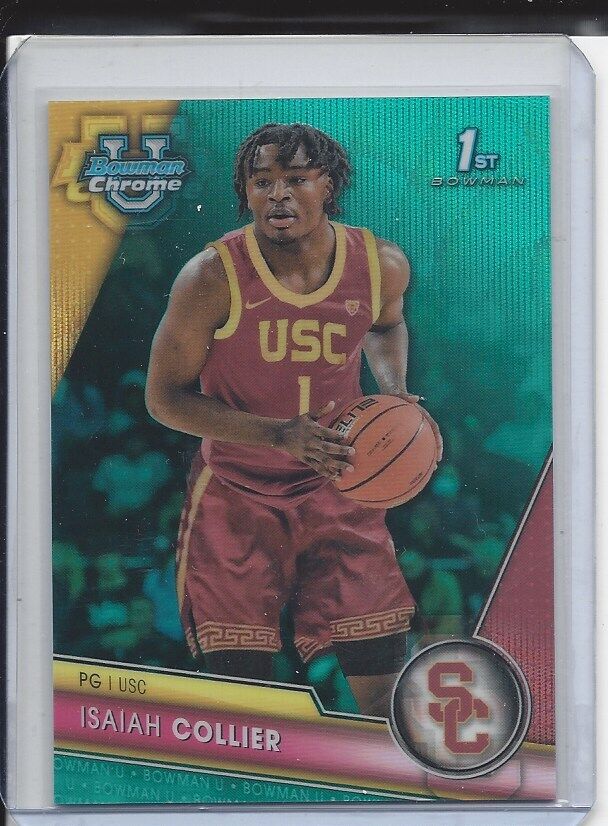 ISAIAH COLLIER 2023-24 BOWMAN CHROME UNIVERSITY 1ST AQUA WAVE REFRACTOR #D /299