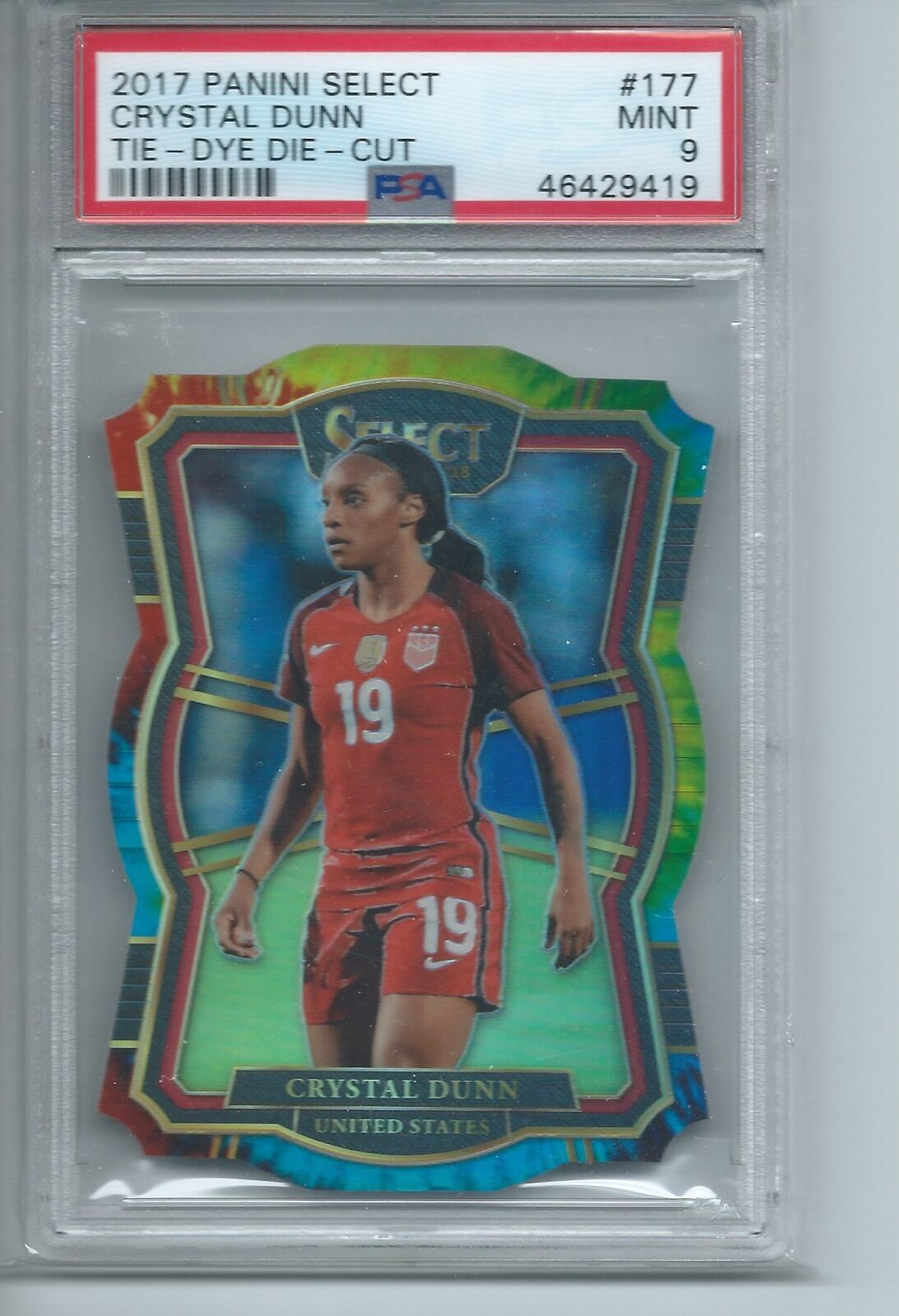 CRYSTAL DUNN 2017-18 PANINI SELECT TIE-DYE PRIZM DIE-CUT /30 PSA 9 MINT POP 1/1