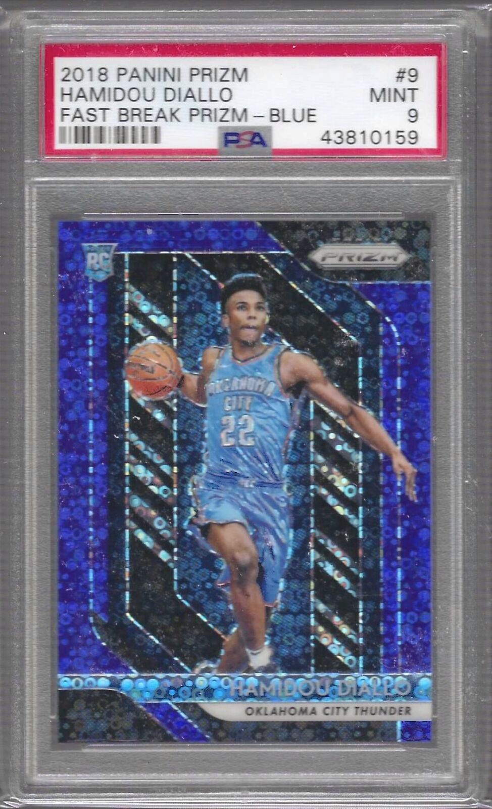 HAMIDOU DIALLO 2018 PANINI PRIZM FAST BREAK BLUE DISCO ROOKIE RC /175 PSA 9 MINT