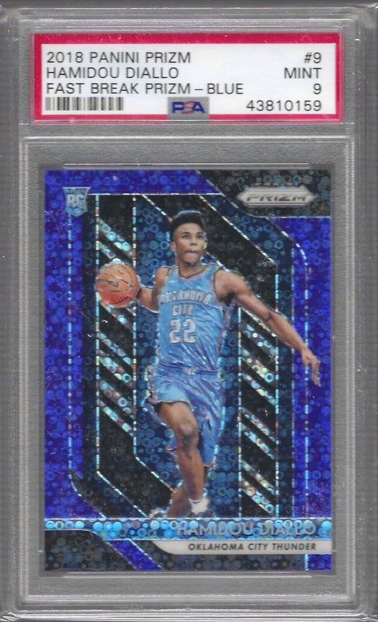 HAMIDOU DIALLO 2018 PANINI PRIZM FAST BREAK BLUE DISCO ROOKIE RC /175 PSA 9 MINT