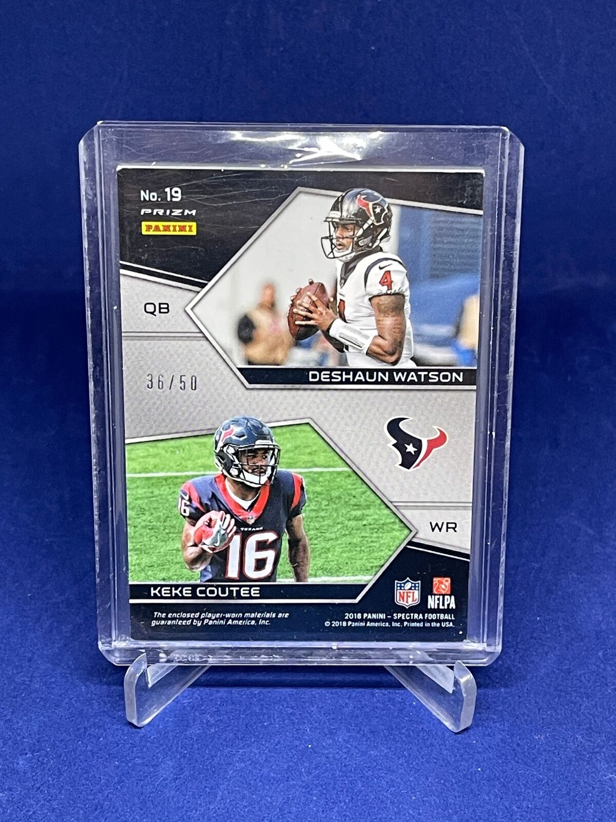 DESHAUN WATSON KEKE COUTEE 2018 PANINI SPECTRA DUAL PATCH GREEN PRIZM #D 36/50