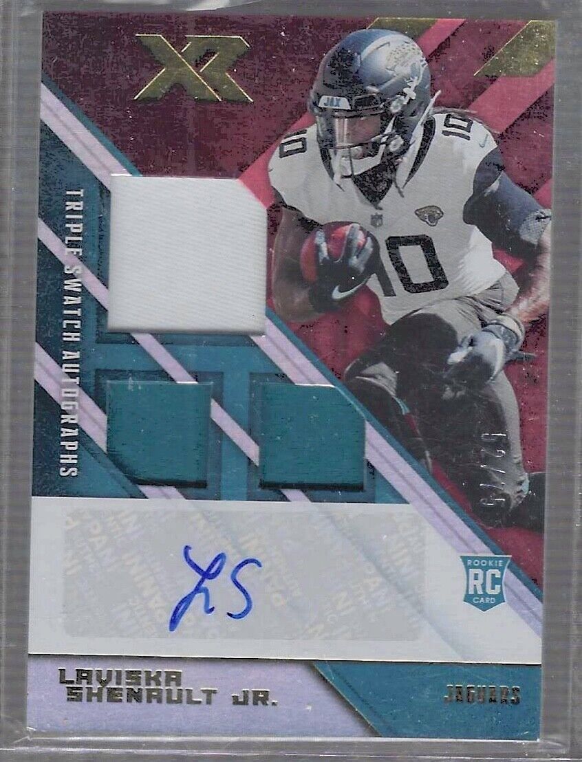 LAVISKA SHENAULT JR 2020 PANINI XR RED ROOKIE TRIPLE PATCH AUTO RC #D 52/75