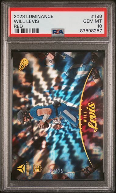 WILL LEVIS 2023 PANINI LUMINANCE RED RC #D 9/25 PSA 10 GEM MINT POP 2