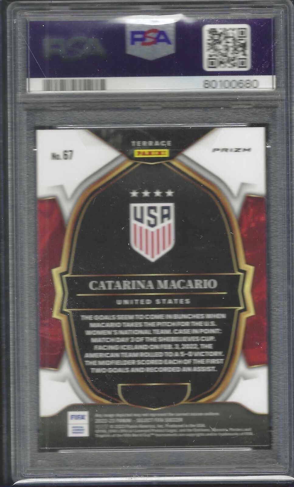 CATARINA MACARIO 2022-23 PANINI SELECT SILVER PRIZM RC #67 PSA 10 GEM MINT POP 6