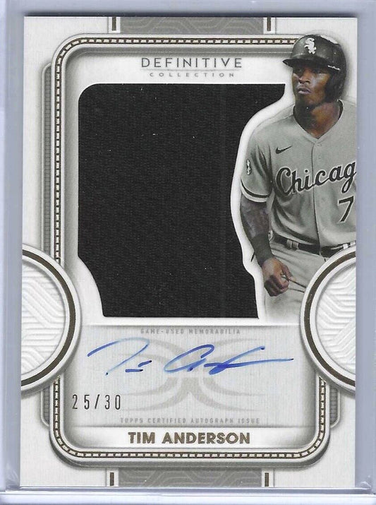 TIM ANDERSON 2022 TOPPS DEFINITIVE COLLECTION JUMBO PATCH ON CARD AUTO #D 25/30