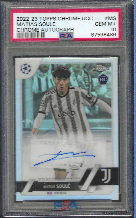 MATIAS SOULE 2022-23 TOPPS CHROME SILVER REFRACTOR ROOKIE AUTO RC PSA 10 GEM