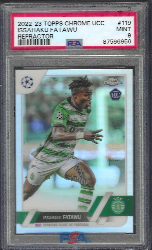 ISSAHAKU FATAWU 2022-23 TOPPS CHROME UCL SILVER REFRACTOR RC #119 PSA 9 POP 2