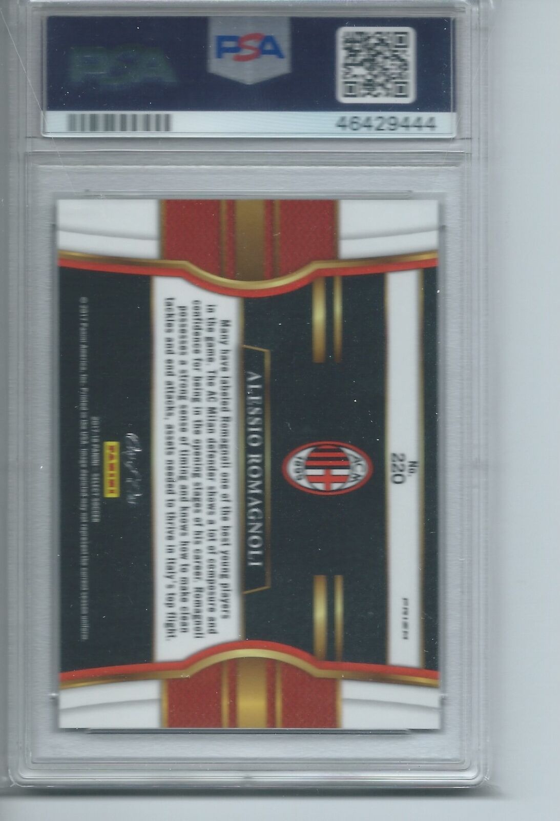 ALESSIO ROMAGNOLI 2017-18 PANINI SELECT BLACK FINITE PRIZM TRUE #D 1/1 PSA 9
