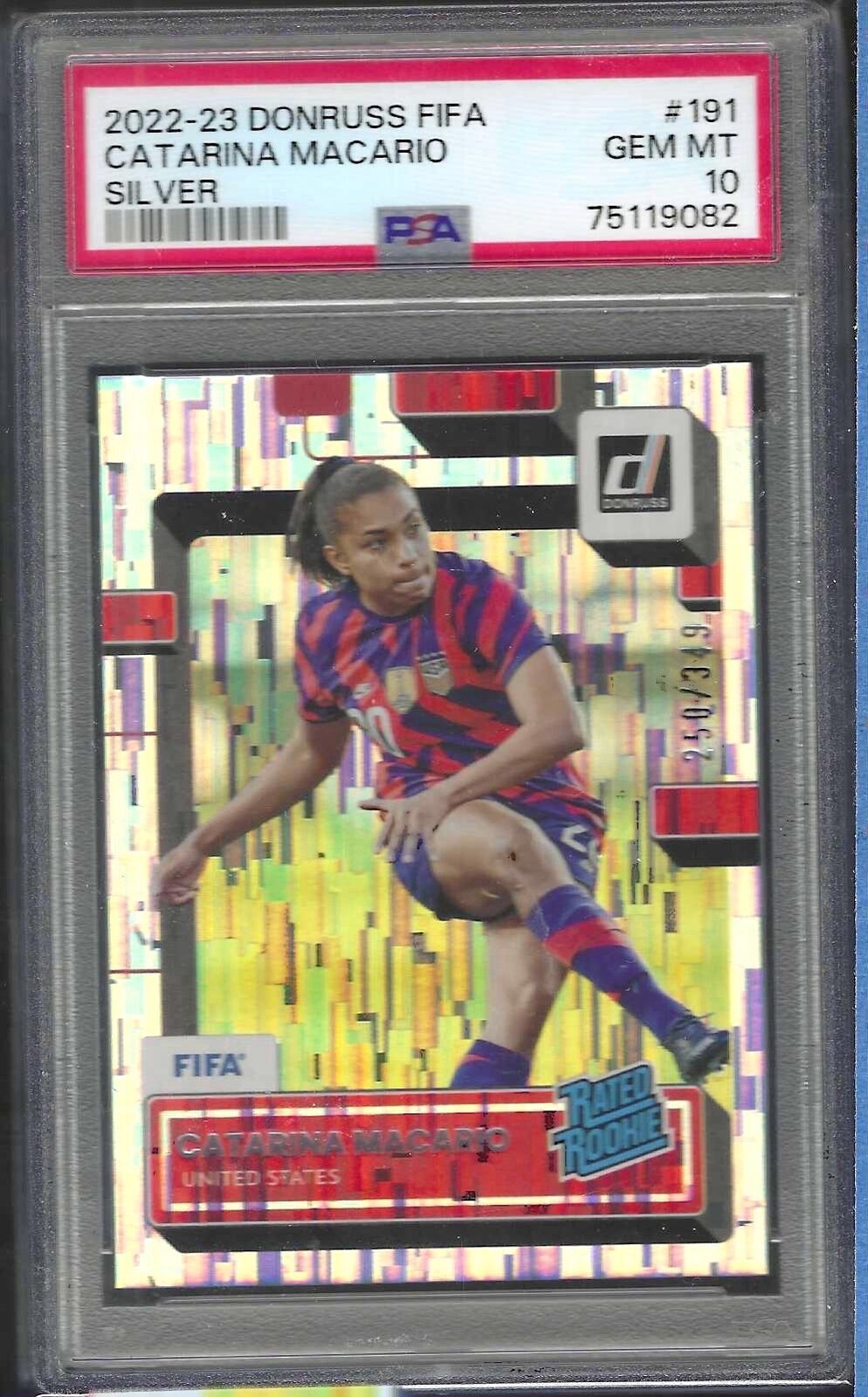 CATARINA MACARIO 2022-23 PANINI DONRUSS FIFA SILVER RATED ROOKIE RC /349 PSA 10