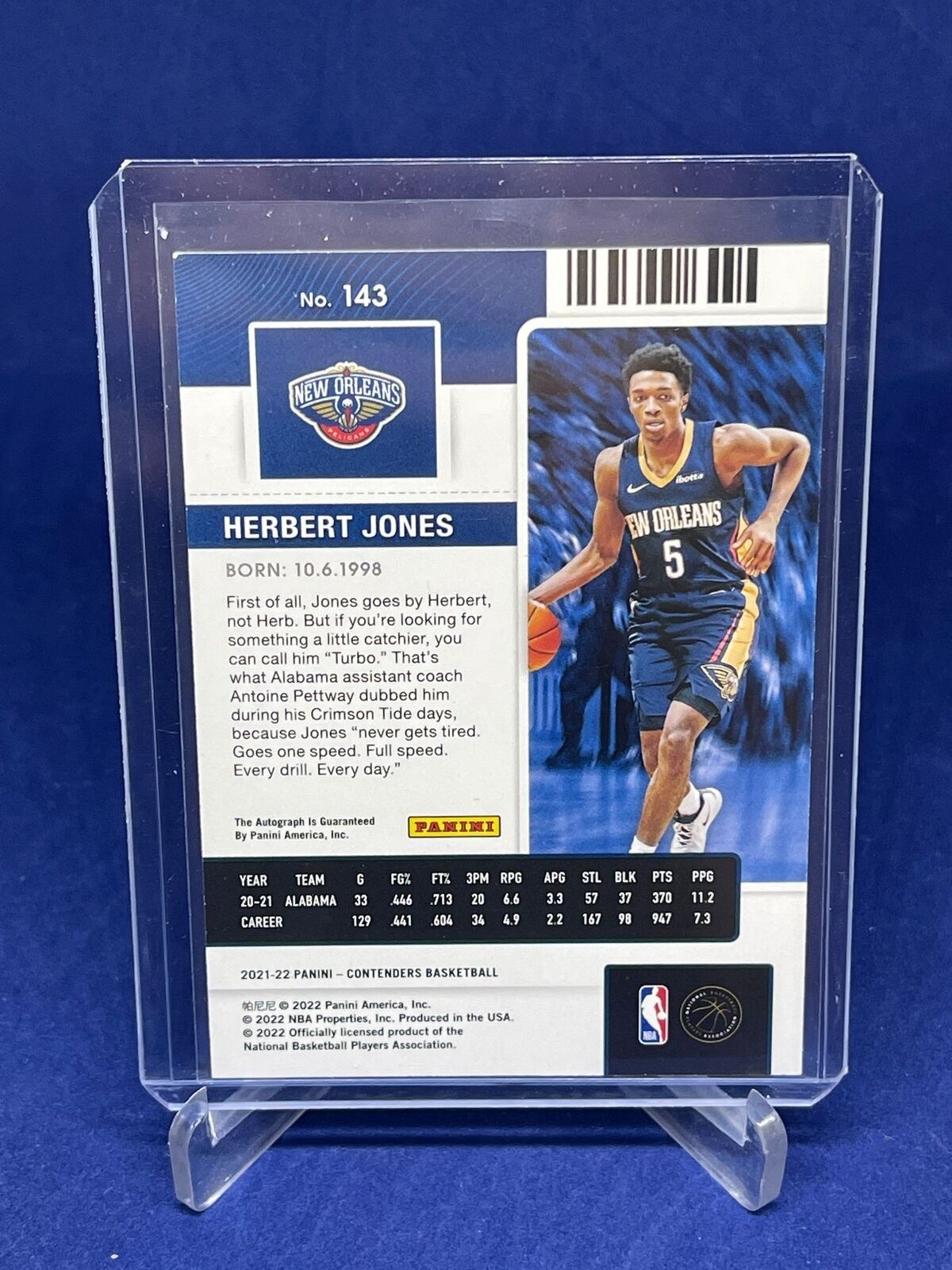 HERBERT JONES 2021-22 PANINI CONTENDERS PLAYOFF TICKET AUTO RC #D 43/99