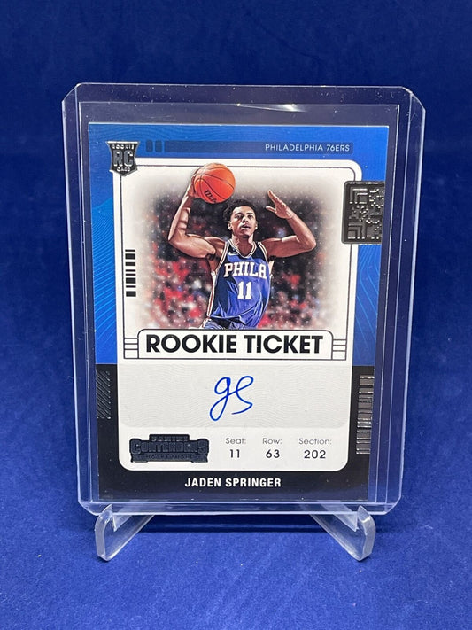 JADEN SPRINGER 2021-22 PANINI CONTENDERS ROOKIE TICKET ON CARD AUTO RC #128