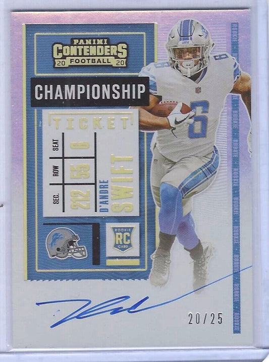 DANDRE SWIFT 2020 PANINI CONTENDERS CHAMPIONSHIP TICKET VARIATION AUTO RC #D /25