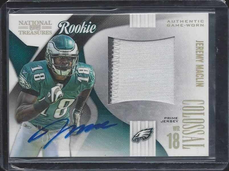 JEREMY MACLIN 2009 NATIONAL TREASURES COLOSSAL JUMBO PATCH AUTO RC #D 4/10