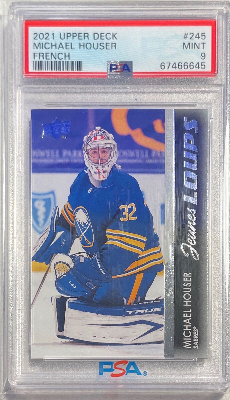MICHAEL HOUSER 2021-22 UPPER DECK YOUNG GUNS JEUNES LOUPS FRENCH RC #245 PSA 9
