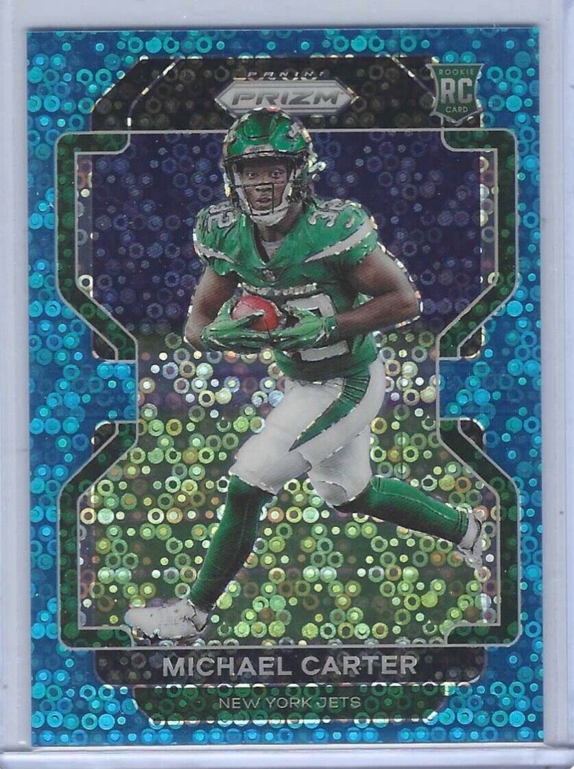 MICHAEL CARTER 2021 PANINI PRIZM BLUE DISCO PRIZMS ROOKIE RC #D 61/79