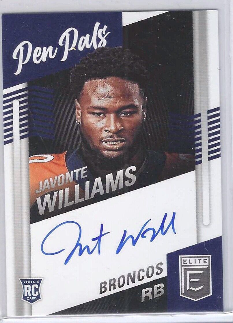 JAVONTE WILLIAMS 2021 PANINI DONRUSS ELITE PEN PALS BLUE INK ROOKIE AUTO RC