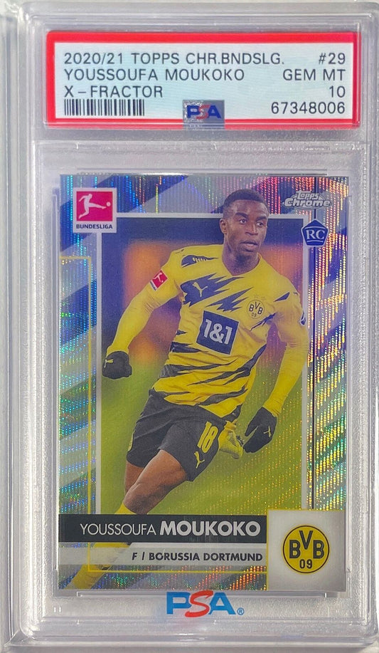 YOUSSOUFA MOUKOKO 2020-21 TOPPS CHROME BUNDESLIGA X-FRACTOR RC /250 PSA 10 GEM