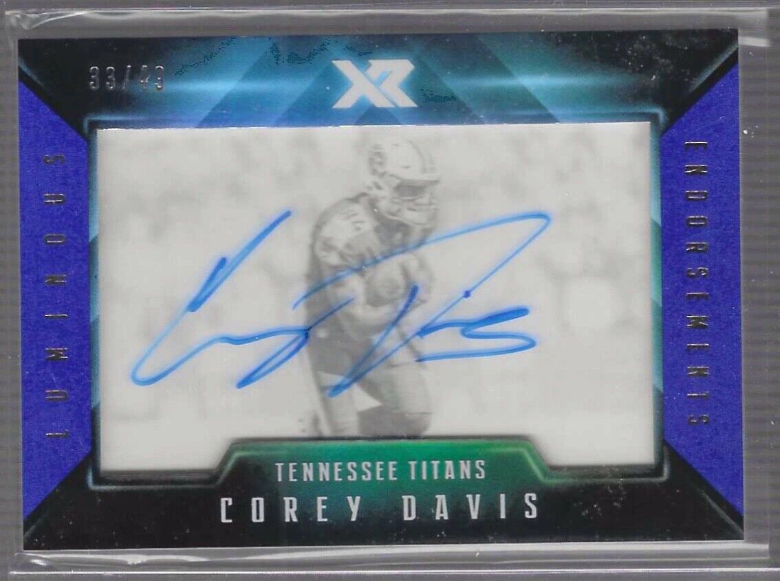 COREY DAVIS 2017 PANINI XR LUMINOUS ENDORSEMENTS BLUE FOIL AUTO RC #D 33/49